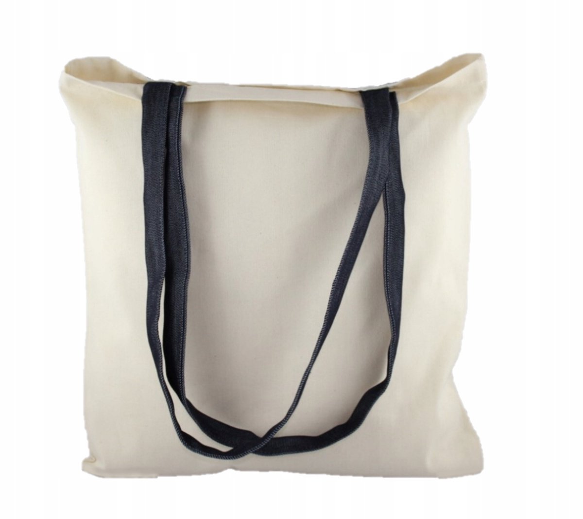 Ecru Katoenen Tas 36x38 cm met Jeans Handvat - Duurzaam & Stijlvol