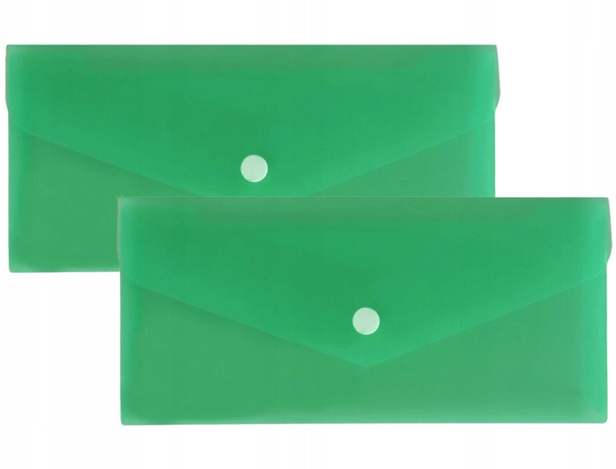 Groene DL-envelopmap met drukknop - Set van 2