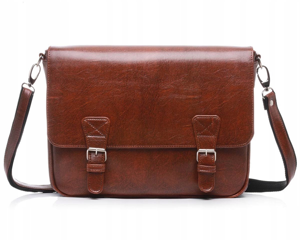 SOLOME Heren Schoudertas Caramel - Stijlvolle Laptoptas A4