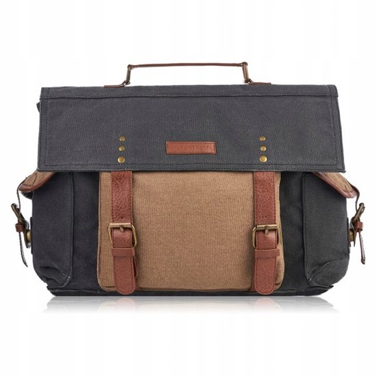 Herren Laptoptasche Arbeitstasche Büffelleder und Canvas - Barneys Leather Herren Laptoptasche Arbeitstasche Büffelleder und Canvas - Barneys Leather