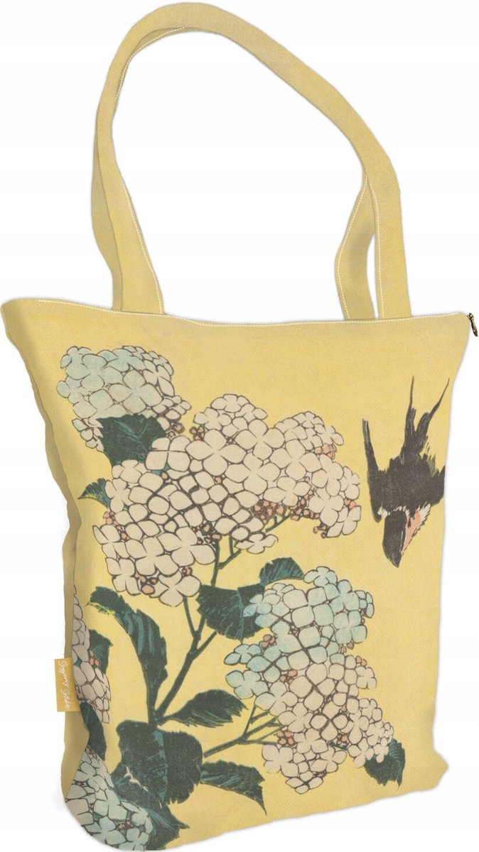 Shopper Tas met Hortensia & Zwaluw Print - Kunst van Hokusai