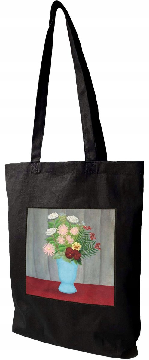 Stijlvolle Shopper Tas met Henri Rousseau "Bloemen in Blauwe Vaas" Print