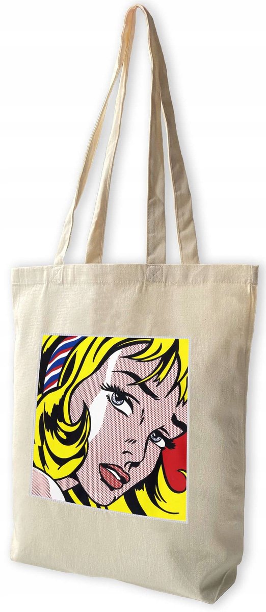 Roy Lichtenstein Shopper Tas met Patch - Canvas, Groot Formaat