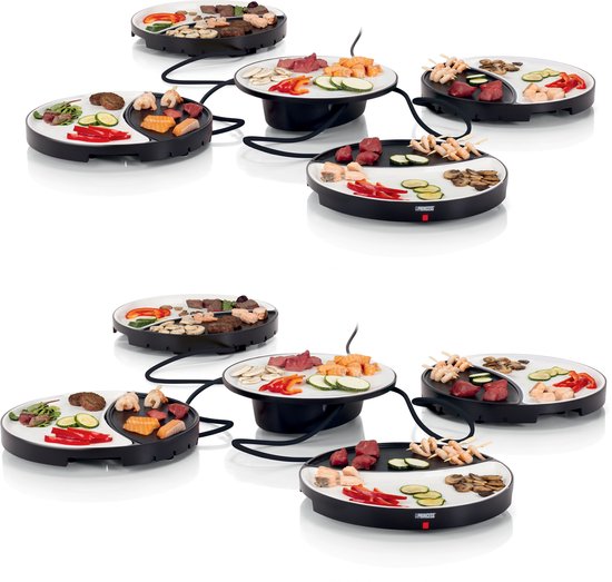 Twee sets van vier Princess Dinner4All gourmetstellen met vlees, vis en groenten.
