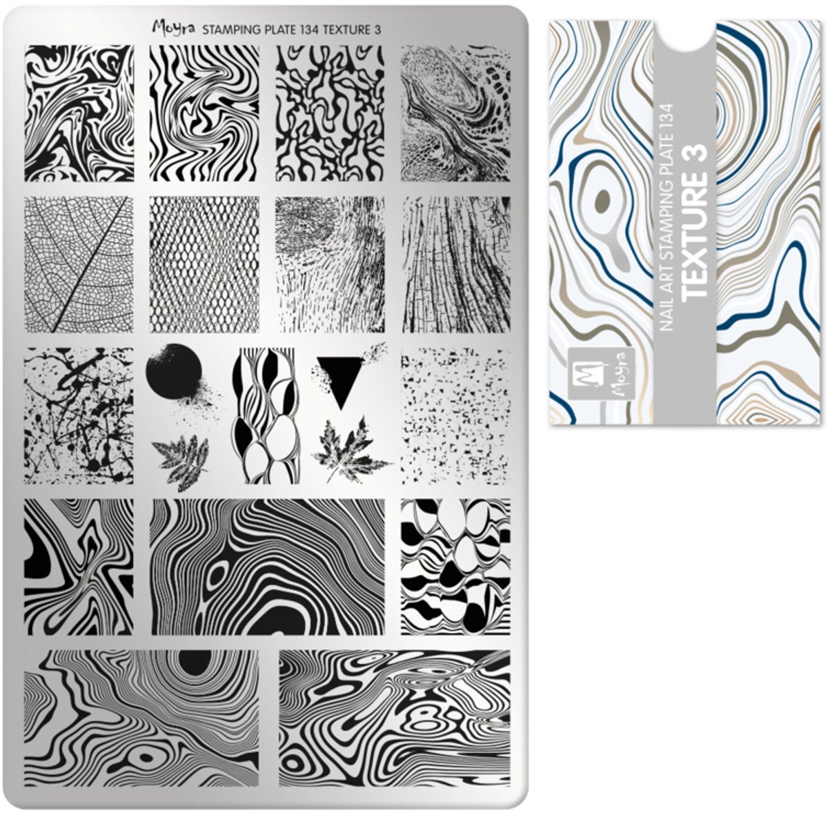 Moyra Stamping Plate 134 TEXTURE 3 + Gratis Try-on Sheet