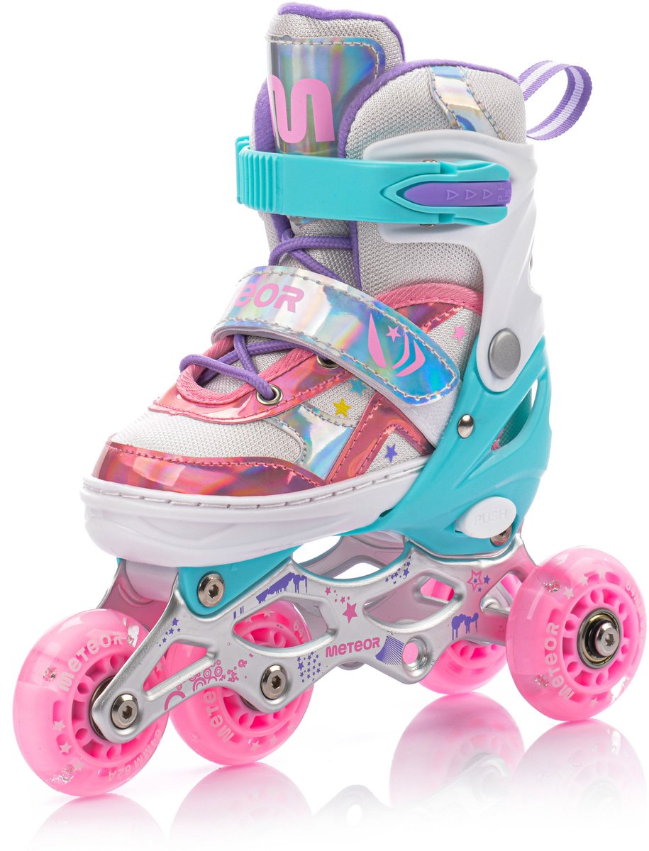Meteor Lunar – Inline Skates 4in1 – XS 25-28 – Skeelers met schaatsen en rolschaatsen – Verstelbaar