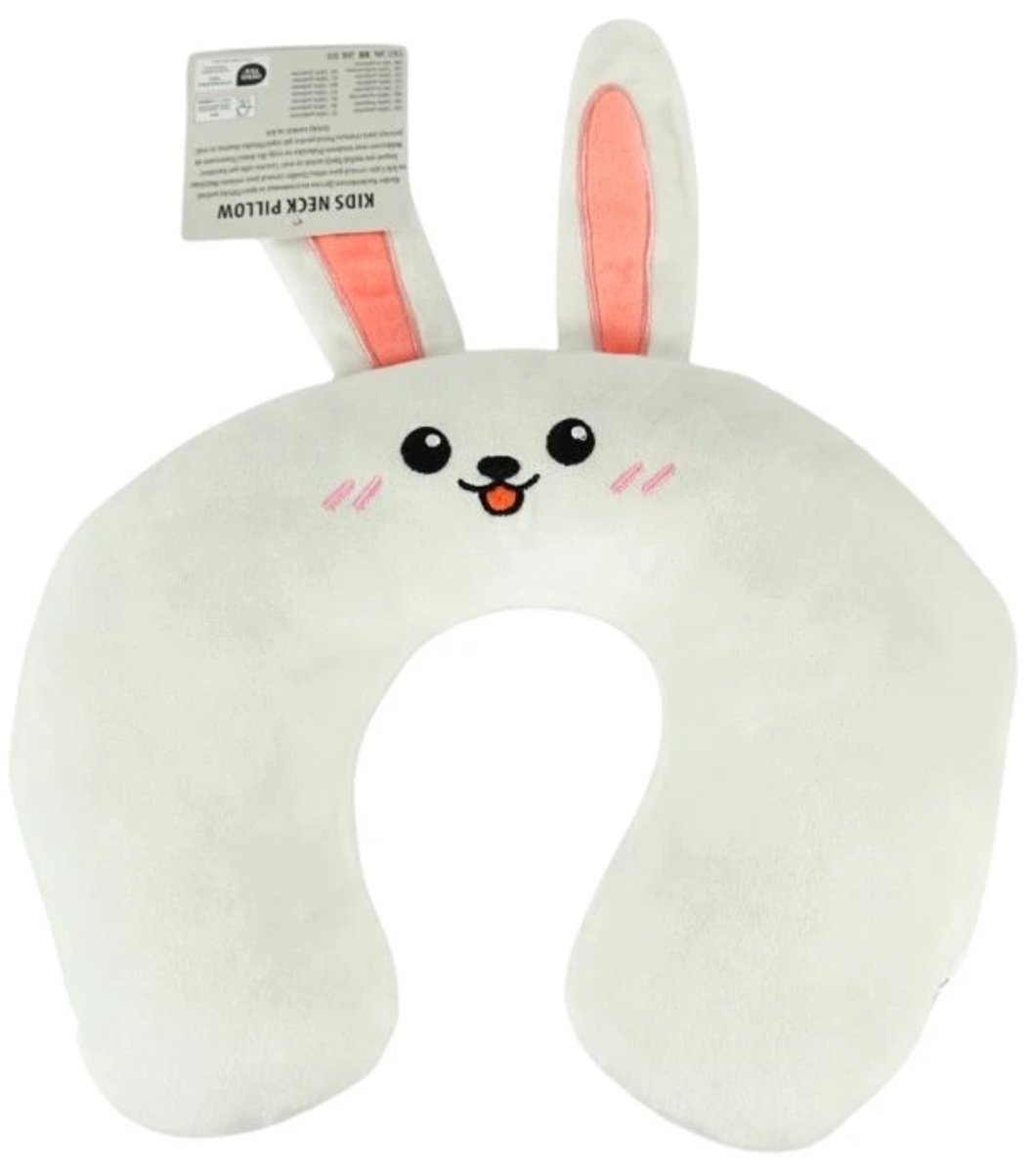 Reiskussen - Nekkussen voor kinderen en volwassenen - Konijn - Wit - 33 cm