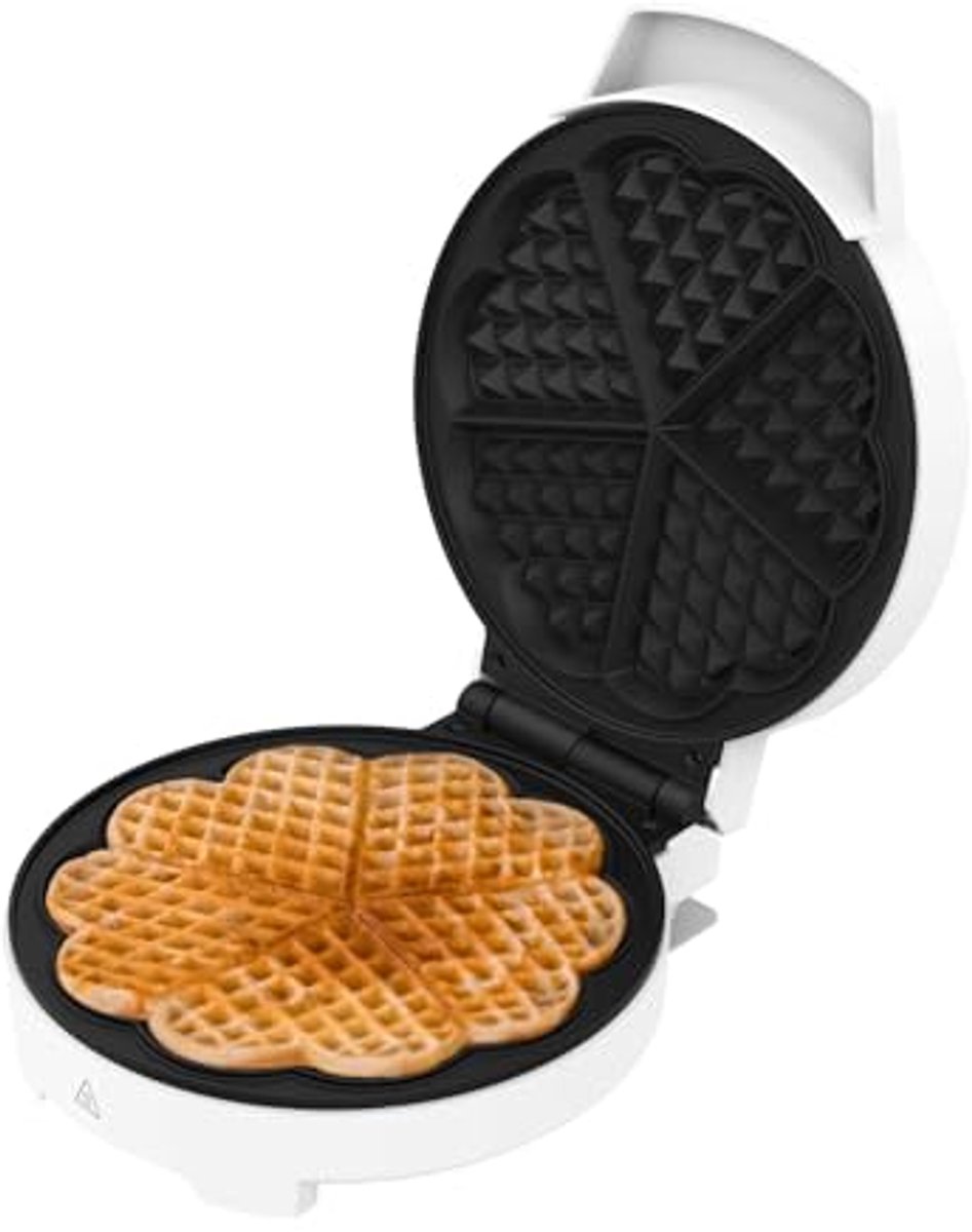 Ronde Elektrische Wafelmaker 1000 W met RVS Afwerking - Maak Hartvormige en Grote Wafels