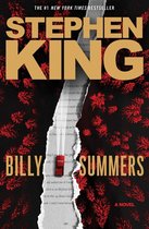 Boekomslag Billy Summers van Stephen King met een rode auto op een gescheurde witte strook tegen een donkerrode achtergrond.
