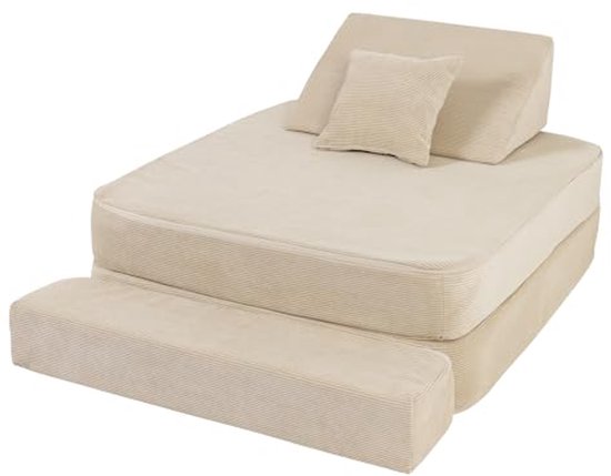 Kindersofa Corduroy - Gestoffeerde Meubels voor de Kinderkamer, Beige van Lifetime Kidsrooms — afbeelding 4