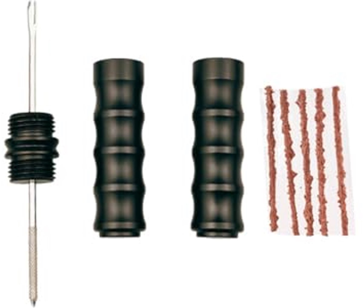 Fietsbandenreparatieset voor tubeless banden met gevulkaniseerd rubber en reinigingsnaald