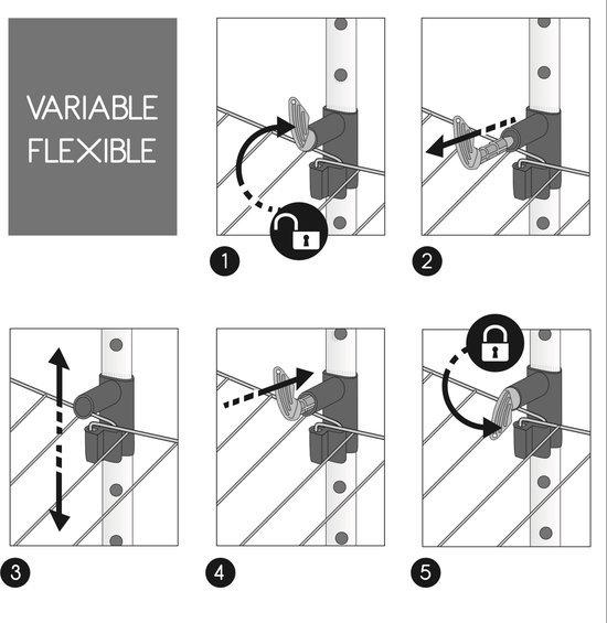 Tomado - Droogtoren Ciclone Vario - 38 meter drooglengte - Inklapbaar - Aluminium en Metaal - Met kledinghangershaken - 5 jaar garantie - Zilvergrijs