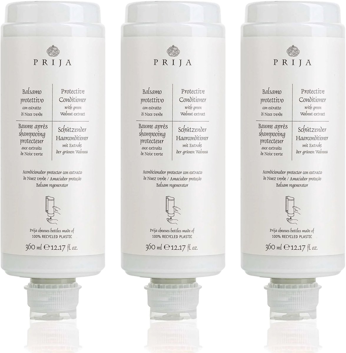 PRIJA NATUURLIJKE conditioner voor het haar met walnootextract VEGAN, navulling voor dispenser 360 ml - 3 Stuk