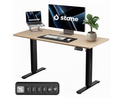 Stane Zit Sta Bureau Elektrisch Verstelbaar - 4 Geheugen Standen - Incl. Kabelgoot - 140 x 60 cm - 5 Jaar Garantie - Grijs Eiken