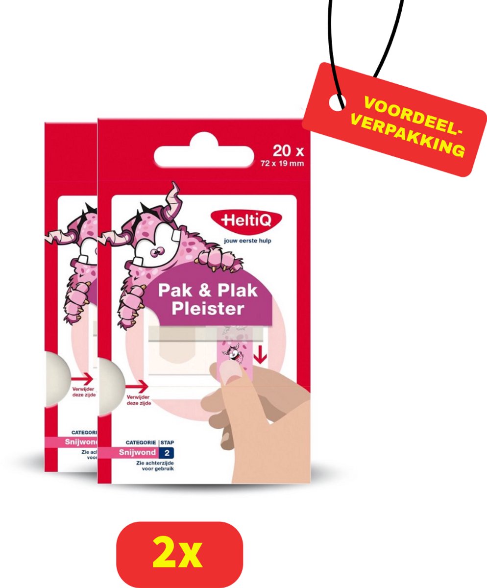 Heltiq Pak & Plak Pleisters - Roze - 2 x 20 Stuks Voordeelverpakking!