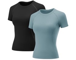 Rapbin Women's Gym Top Short Sleeve Running Training Yoga Quick Dry Breathable T-Shirt for Athletic Exercises