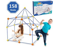Fort Bouwpakket met 158 Onderdelen - Sensorisch Speelgoed - Educatief Speelgoed - Montessori Speelgoed - Buitenspeelgoed - Kinderspeelgoed - Bouwset - Speelgoed Jongens & Meisjes - Speelgoed 3 Jaar - Speelgoed 4 Jaar - Speelgoed 5 Jaar