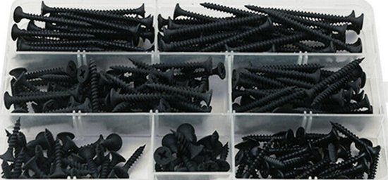 assortimentbox-bouten-220-delige-zwart-hard-kruis-schraafkop