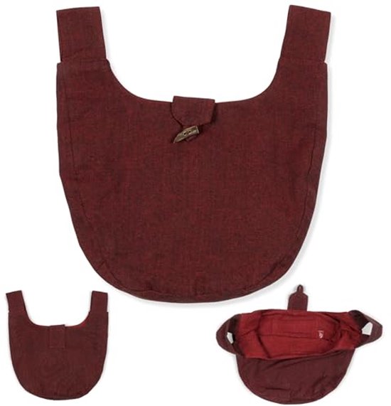 HEMAD Middeleeuwse Egil katoenen tas bruin, rood, zwart - LARP, Beige, Eén maat