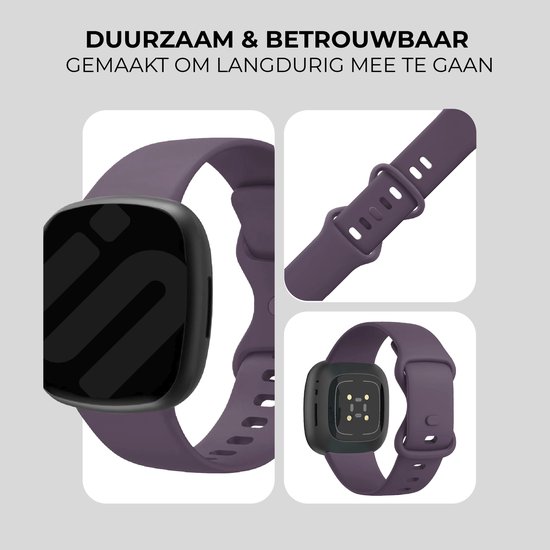 Bracelet Smartwatch Strap-it - Bracelet de montre en silicone adapté pour Fitbit Versa 3 / Fitbit Versa 4 / Fitbit Sense / Fitbit Sense 2 - violet foncé - Taille : Taille S