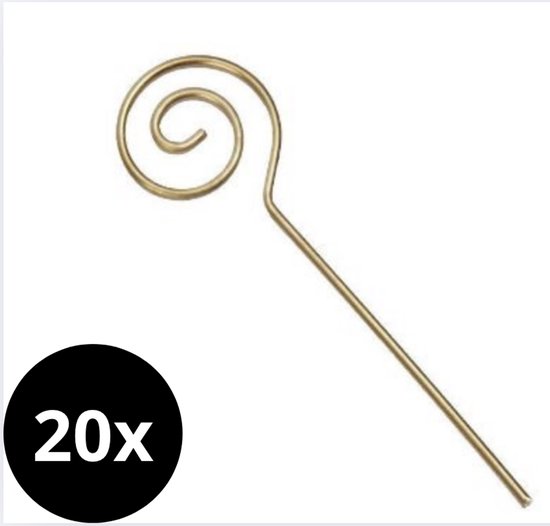 ZOETTT - 20 Sinterklaas stafjes goud - 7,6cm - Cadeaudecoratie - DIY - Decoratie staf - Inpakken - Sint cadeau