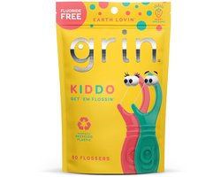 GRIN Kiddo Flossers, heerlijke bessensmaak 80 stuks, Floss-stokjes,