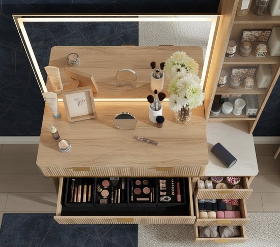 vidaXL Kaptafel met LED-verlichting 110x55x145 cm MDF wit