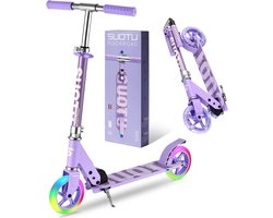 foto van Suotu Kinderstep - 145mm Lichtgevende Wielen - Step - Speelgoed Jongens/Meisjes - Max stuurhoogte: 85 cm - Aluminium - Paars