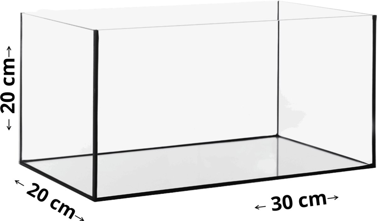 Volglas Aquarium 30x20x20 cm – Rechthoekig Aquarium 12L – Nano Aquarium – Voor Vissen, Garnalen & Aquascaping – Plant Aquarium
