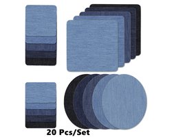 BukkitBow - Luxe Set Jeans Reparatie Patches - 20 Delig Denim Strijkpatch Set - Kleding Accessoires voor DIY Broekherstel