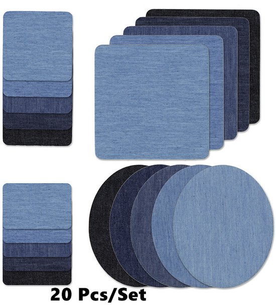 BukkitBow - Set de réparation de Jeans de Luxe - 20 Set thermocollants en Denim - Vêtements pour la réparation de pantalons à DIY