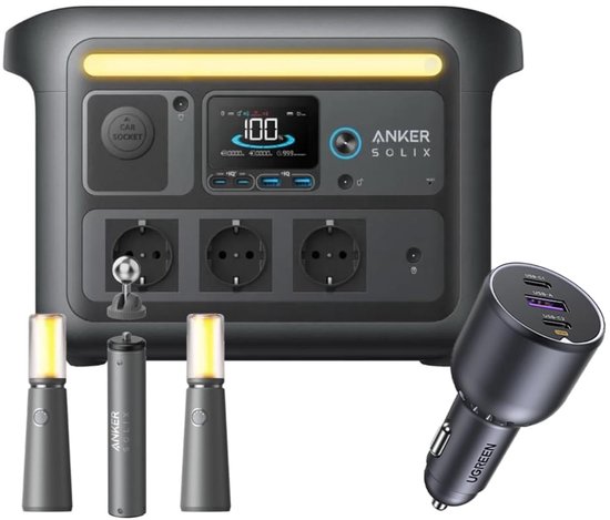 Anker Solix C800X Autolader Bundel - Krachtige 1200W Output - Razendsnel Opladen in 1 Uur