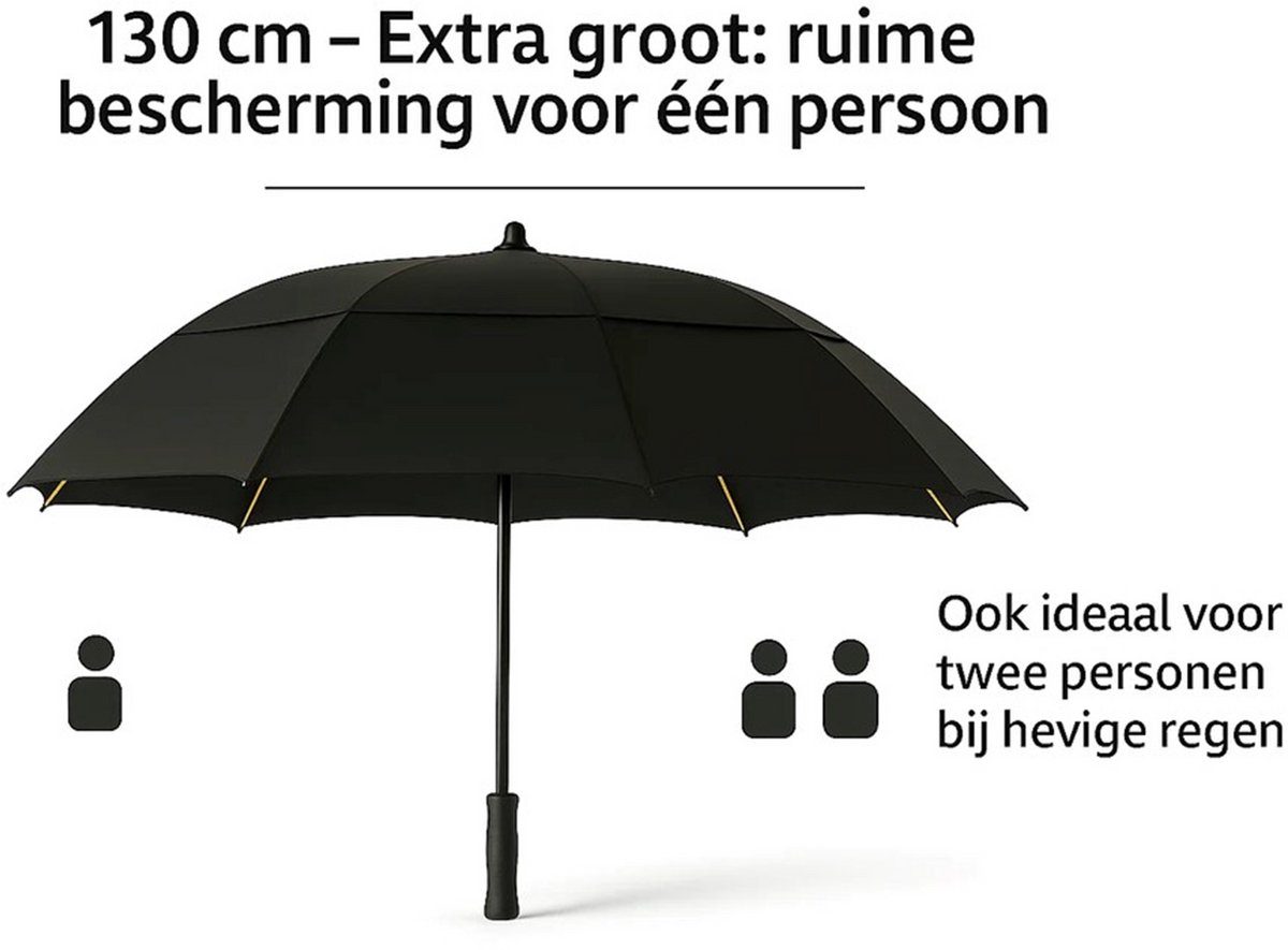 Falcone - Luxe Paraplu - Ø 130 cm - Windproof Glasfiber Frame - Zwart — cadeau in Cadeau-ideeën - foto 8