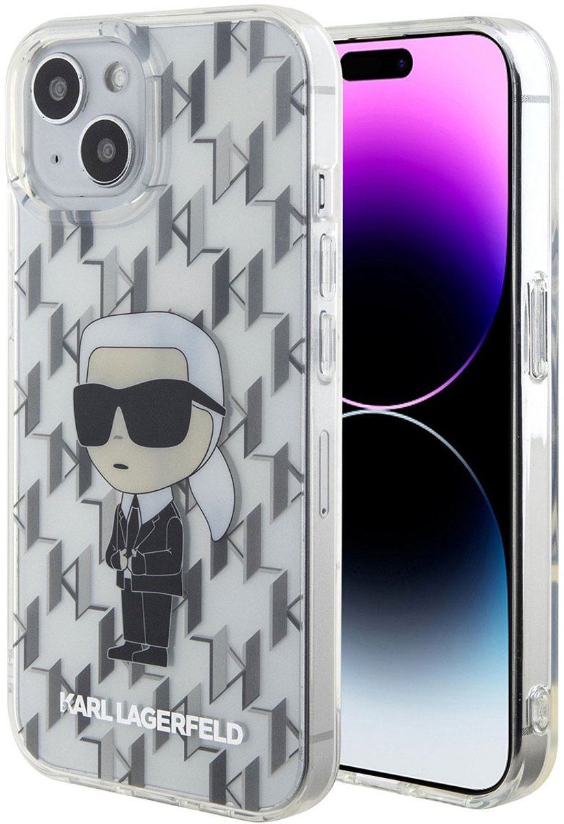 Karl Lagerfeld Back Cover iPhone 15 - Transparant - Schokabsorberend TPU - Modieus Design