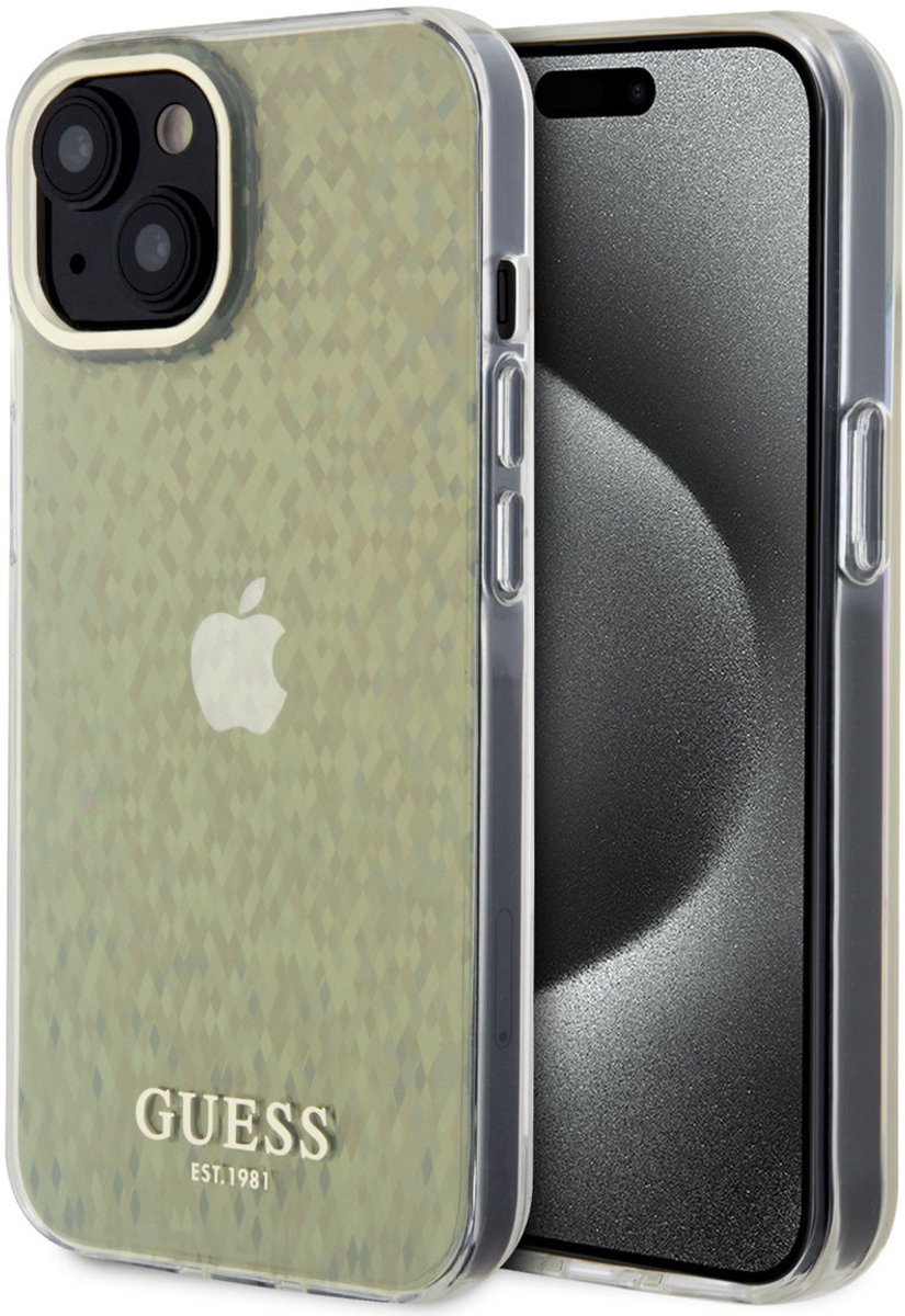 Guess Back Cover - iPhone 15 & 14 Plus - Goud - Slank Design met Verhoogde Cameraring