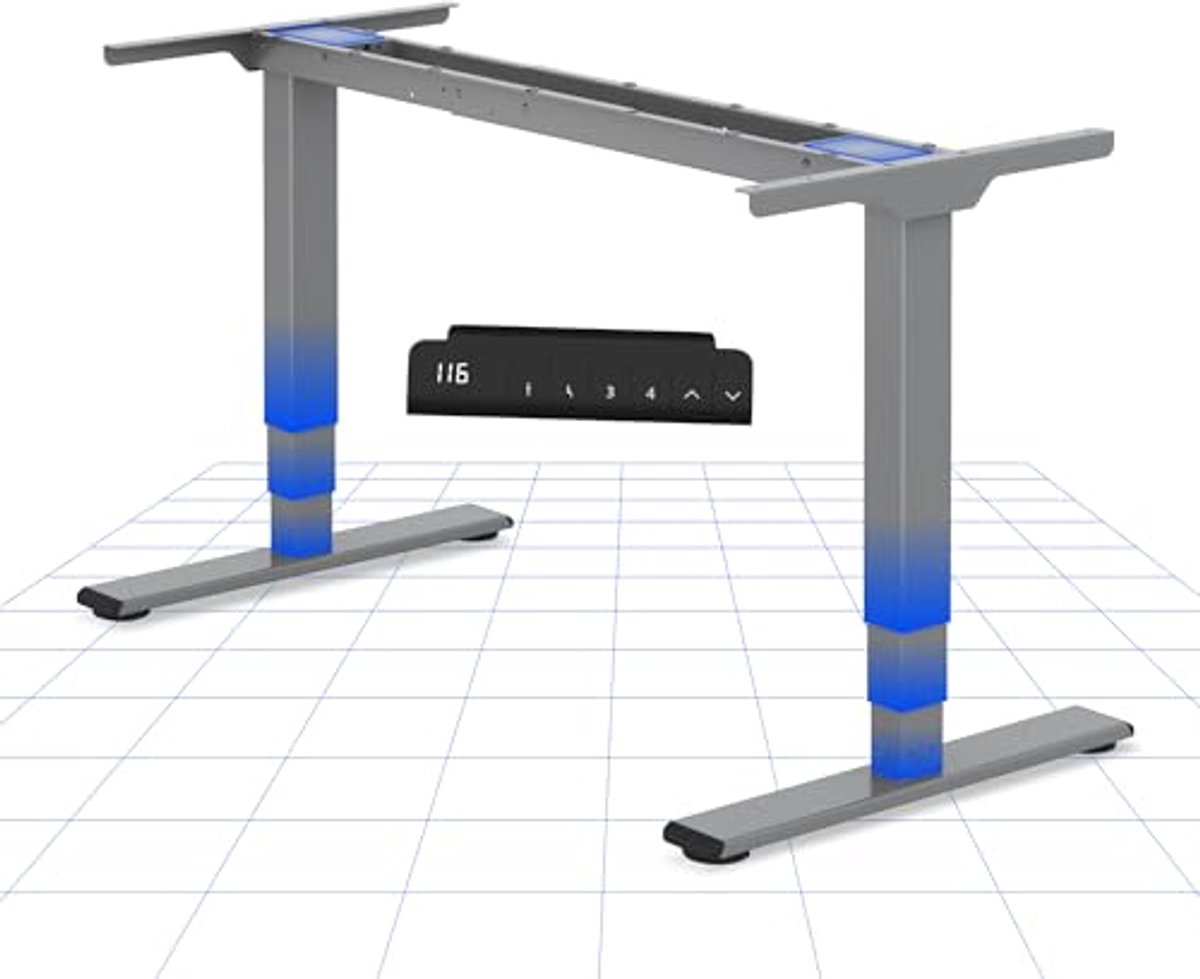 Verstelbaar Elektrisch Bureau Frame met 2 Motoren, Geheugenbediening en LED Hoogteweergave