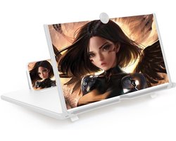 Gsedaox-Telefoon Vergrootscherm-10 inch-Schermvergroter-Anti-blauw licht-Smartphone Vergrootscherm-Telefoon Vergrootglas-met opvouwbare houder-wit