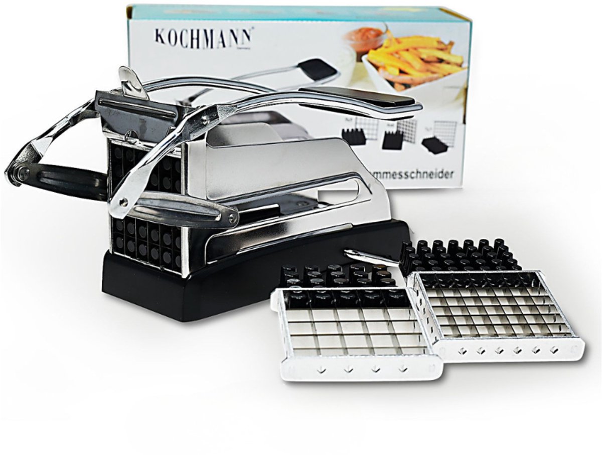 Kochmann - frietsnijder 3 persplaten - Professioneel – RVS patatsnijder voor keuken & horeca- dikke dunne golf friet - Patatsnijder voor thuis