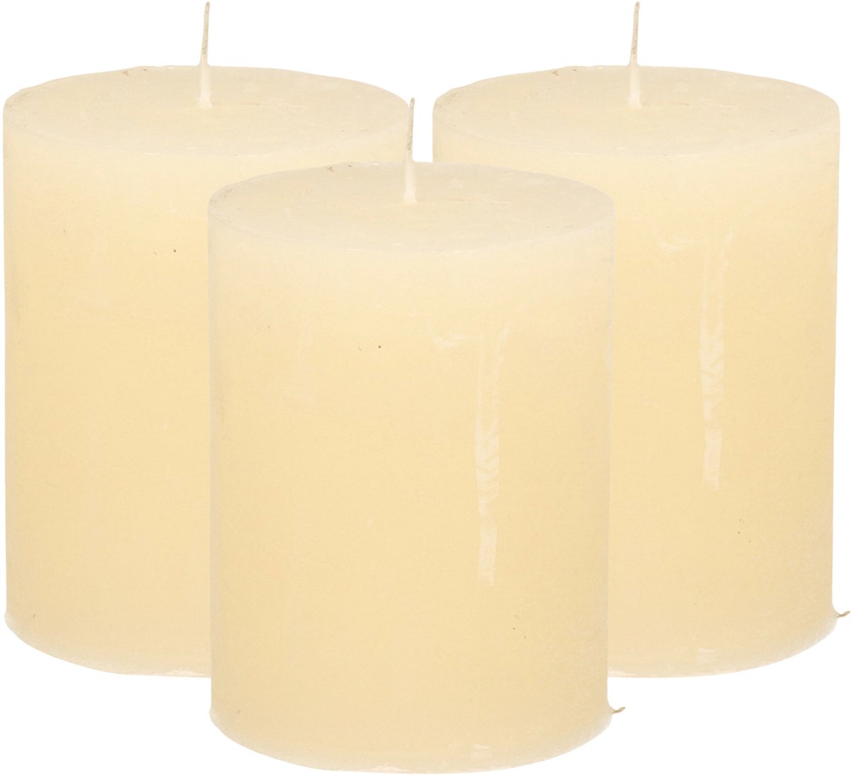 Atmosphera Stompkaars - 3x - ivoor wit - 7 x 9 cm - middel rustiek model - cilinderkaars - kaars Ivoorwit