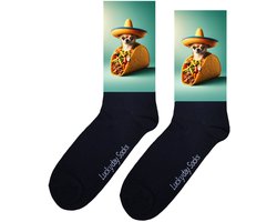 LuckyDay Socks - Chihuahua sokken - Grappige Cadeaus voor Dames en Heren - Verjaardags cadeau vrouw en man - Vrolijke sokken - Valentijns cadeau - Grappige sokken - Leuke sokken - Leuke dames en heren sokken - Maat 37-44