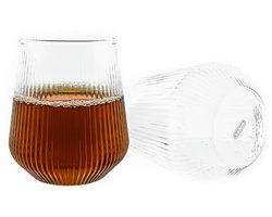 Mulex | MX151439 Ribbel waterglazen | Tumbler glazen | 430ml | 2 stuks | Drinkglazen | Cocktailglazen | Whiskyglazen | Trendy glazen