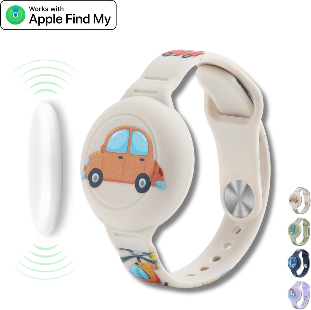 Tracker kind zonder abonnement - Werkt met Apple Find My - Armband kind geschikt voor AirTag - Inclusief Fynda tracker - MFi gecertificeerd door Apple - Onbeperkte lokalisering - Met geluidssignaal - Zonder maandkosten - Auto - Fynda