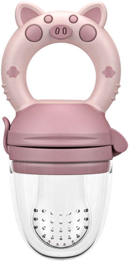 Sucette d'alimentation de fruits pour bébé - Convient aux bébés de 4 mois et plus - Anneau de dentition pour bébé - Rose
