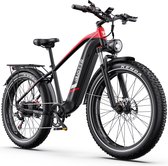 Elektrische Fiets DUOTTS - 864Wh/18 Ah Accu - 100 km Bereik - 250W Motor - 26x4 Inch Banden - Shimano 7 Versnellingen - Aluminium Frame - Inclusief Bagagedrager - Elektrische Mountainbike - zwart