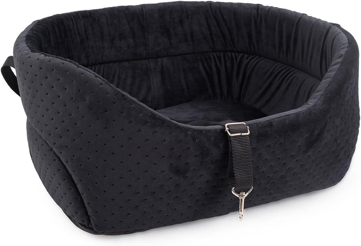 AUTOSTOEL VOOR HOND TRANSPORTER ZWART VELVET R.1