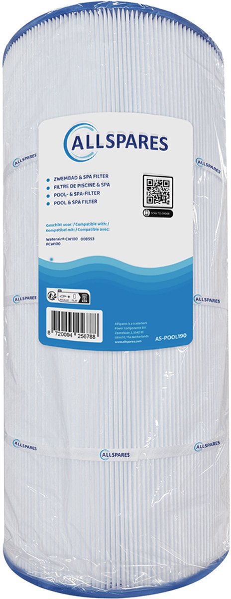 AllSpares Waterfilter voor Zwembaden geschikt voor Waterair CW100 - FCW100 - 008553 (Ø250x530mm)