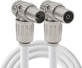 Hirschmann Coax Cable Ziggo.nl & Telenet.be - Câble TV - 1,50 mètre - Câble coaxial TV Koka-9 - Câble coaxial Ultra HD 4k - Câble d'antenne IEC 4G Proof - Male (KOSWI 5) à femelle (KOKWI 5) à angle droit - Wit