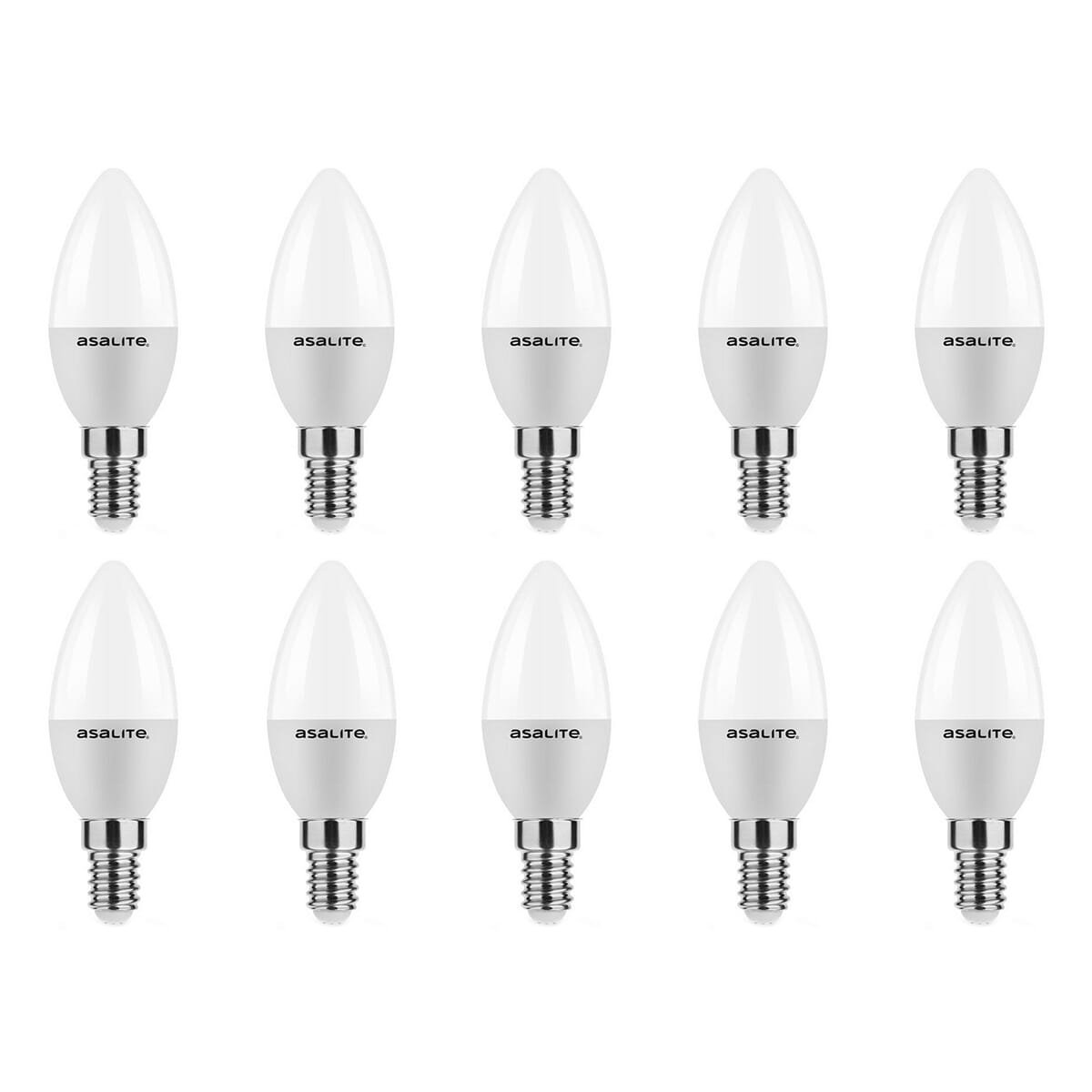 Asalite LED Lamp C37 E14 Fitting - 4W = 30W - 350 Lumen - 4000K Neutraal Wit Licht - Niet Dimbaar - 220-240V - Energiezuinig - 10 stuks