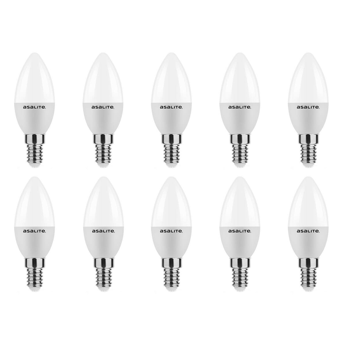 Asalite LED Lamp C37 E14 Fitting - 4W = 30W - 350 Lumen - 3000K Warm Wit Licht - Niet Dimbaar - 220-240V - Energiezuinig - Kaarslamp LED - 10 stuks