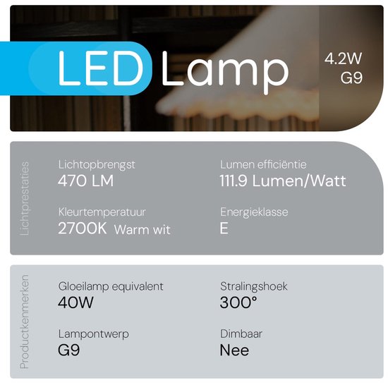 Modee Lampe LED G9 - 4,2W 2700K 470 LM 230V - Insert de lampe LED - Wit Chaud - 2 pièces